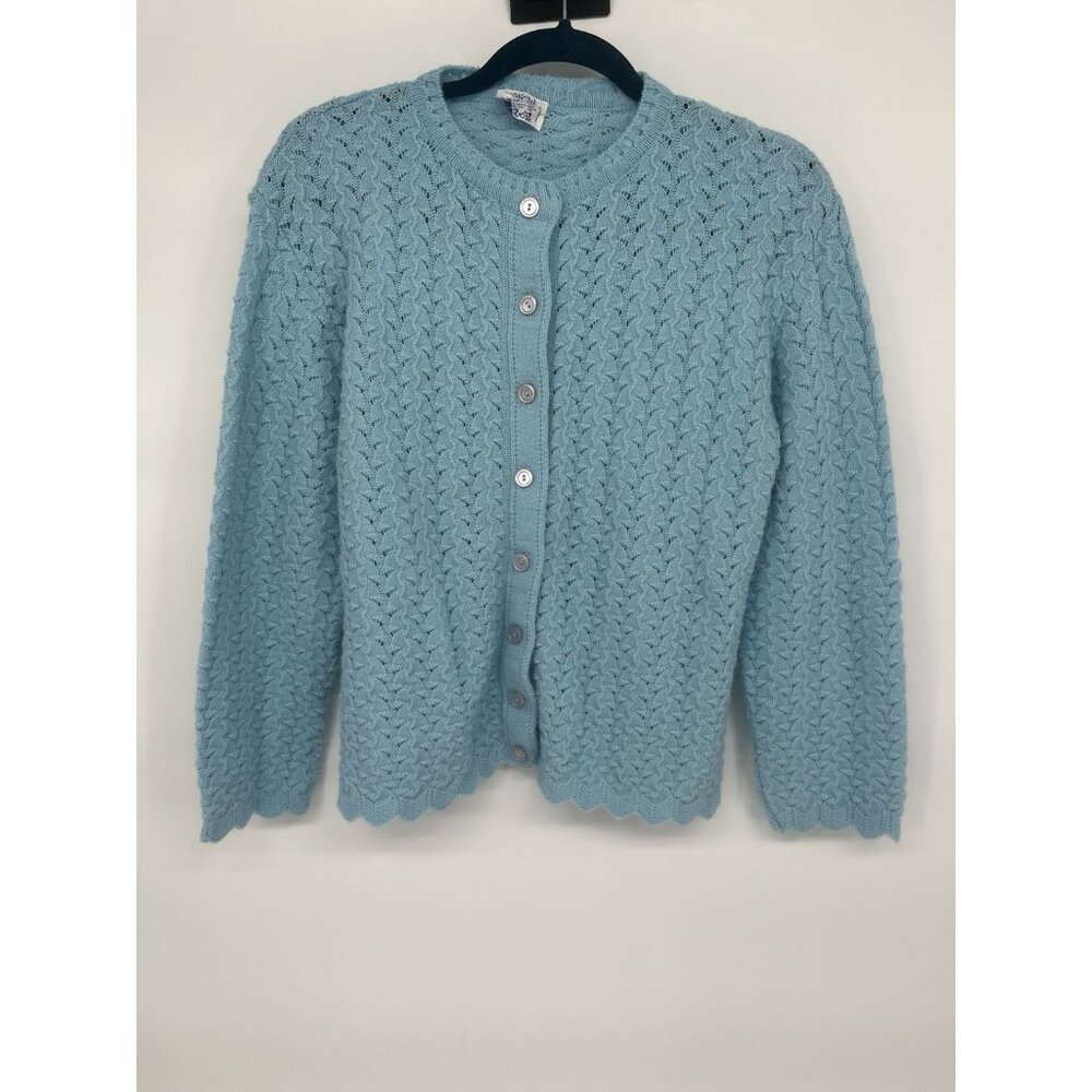 Vtg 60s Styled By Rose Pale Aqua Blue Popcorn Knit Orlon Cardigan Sweater No SZ